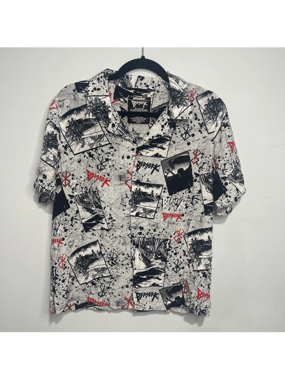 Atsuko Berserk Manga Panel Button Down Short Sleeve - Size M